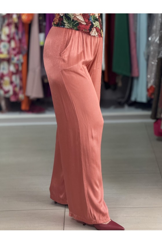 Pantaloni Effetto Raso Coccio