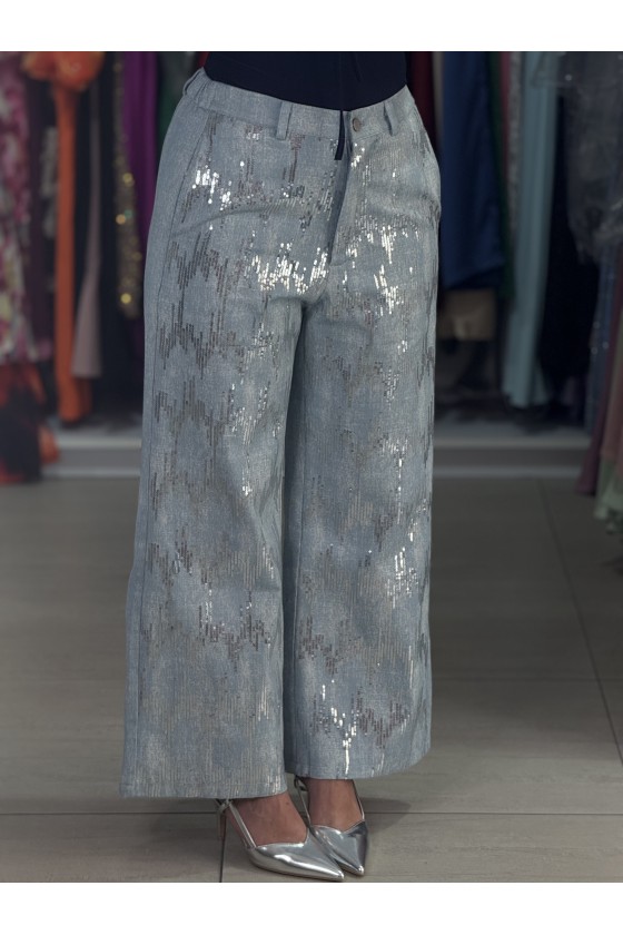 Pantaloni Denim Paillettes