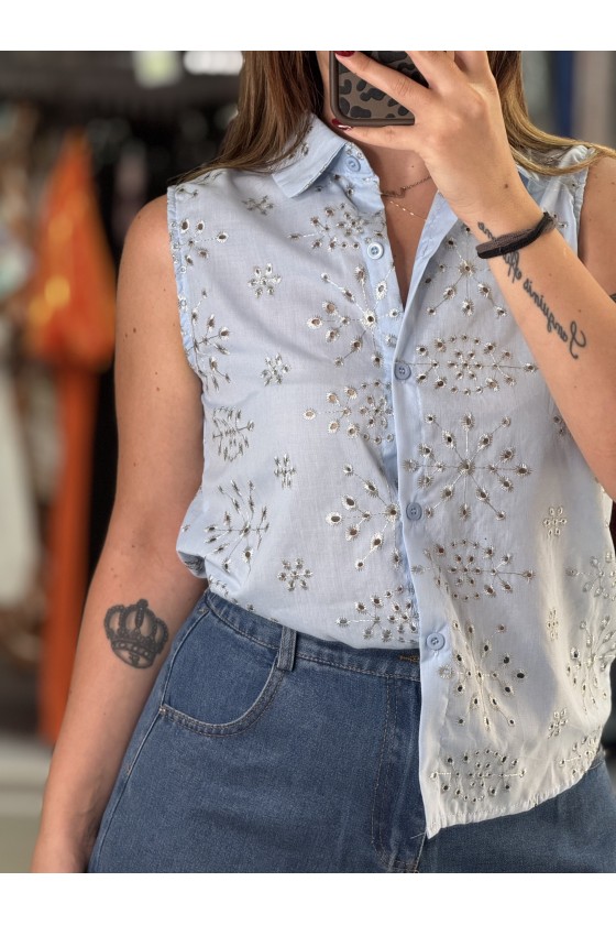 Camicia Smanicata Azzurra...
