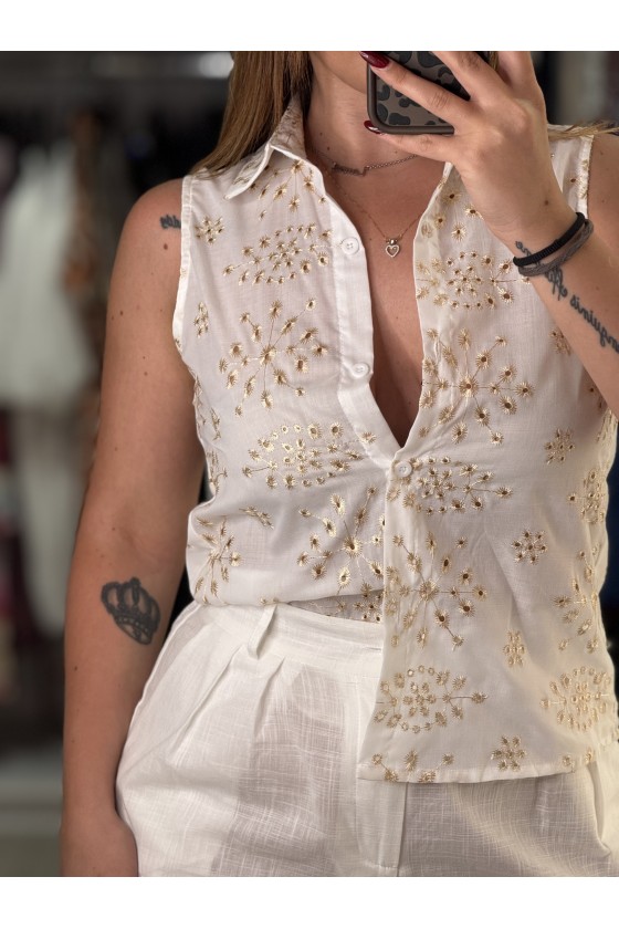 Camicia Smanicata Bianca...