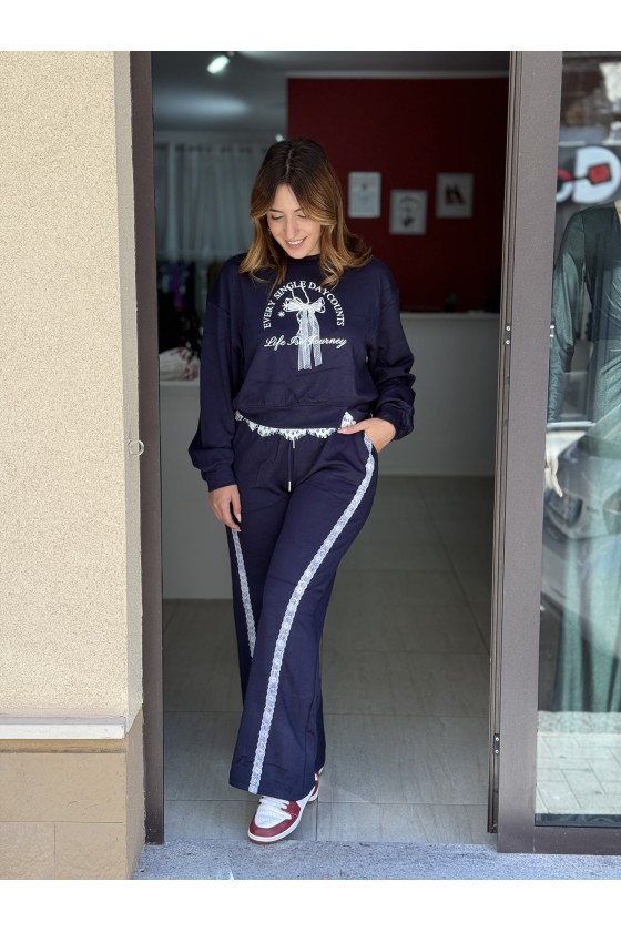 Coordinato Tuta Merletto Blu