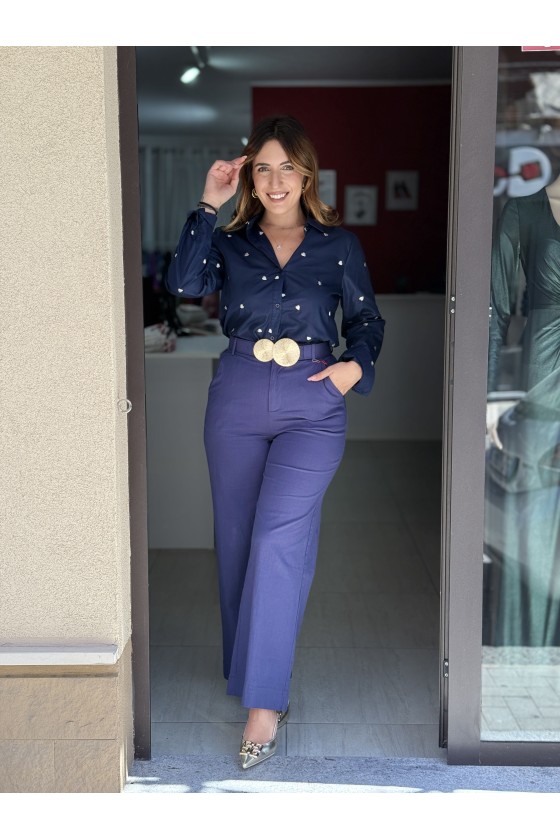Pantaloni Blu Viscosa