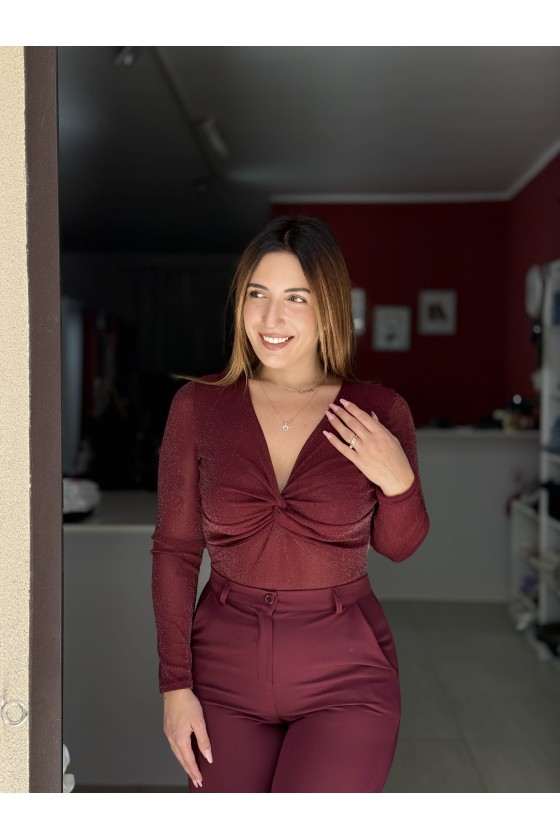 Body Nodo Lurex Bordeaux