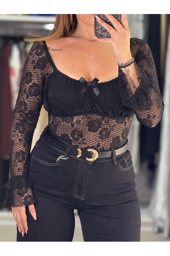 Body Pizzo Fiocchetto Nero