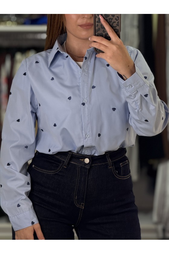 Camicia Cuoricini Azzurra