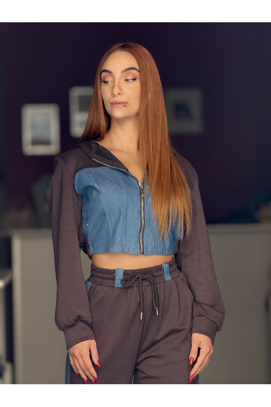 Completo Tuta Denim Crop Grey
