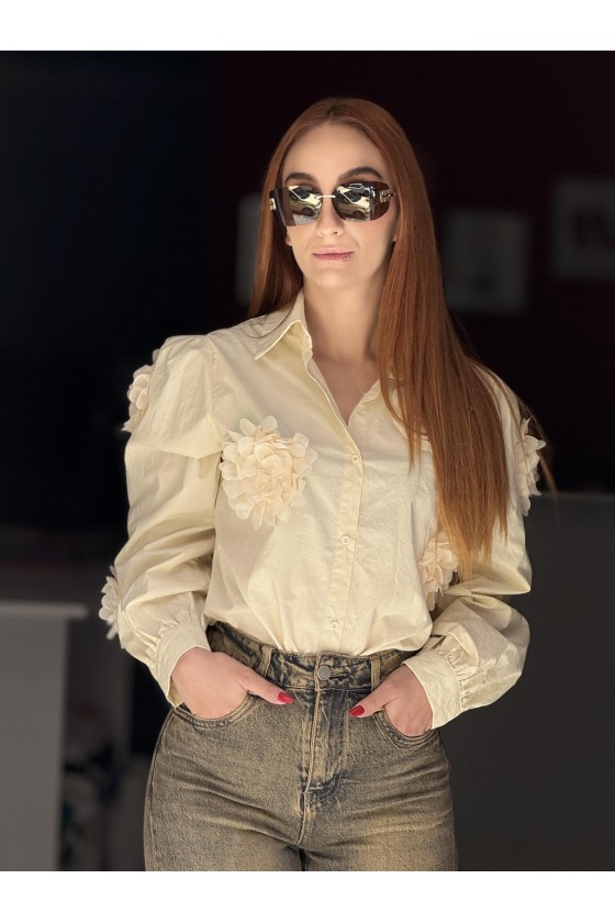 Camicia Avorio Fiori 3D