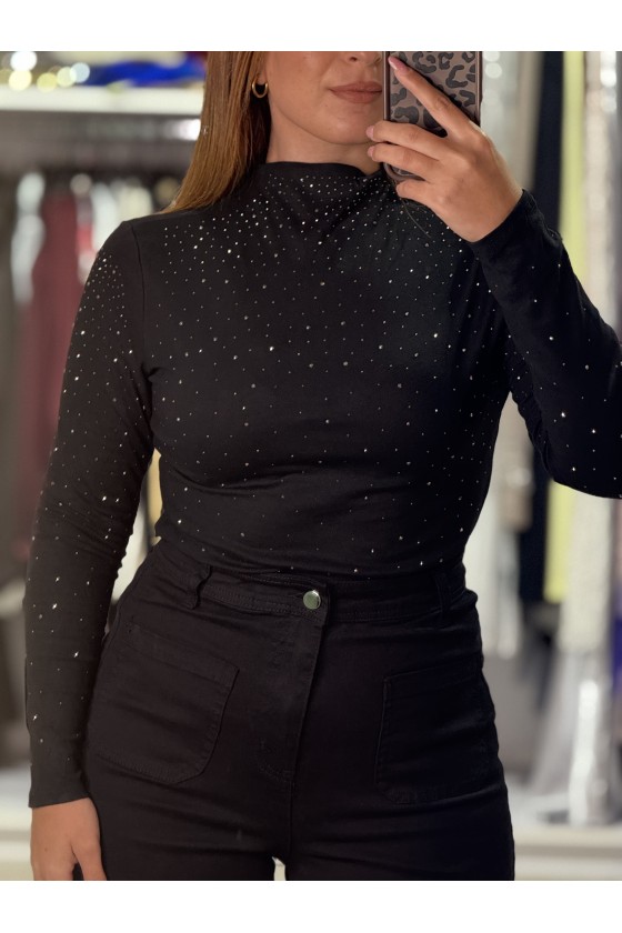 Maglia Mezzocollo Lurex Nera