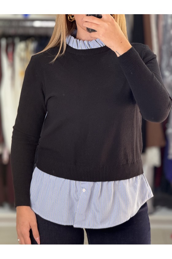 Pull/Camicia Colletto Nero