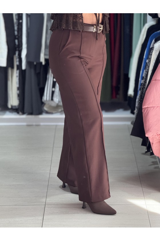 Pantaloni Palazzo Cintura Marroni