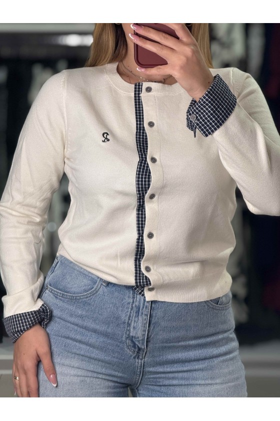 Pull Dettagli Quadri Bianco