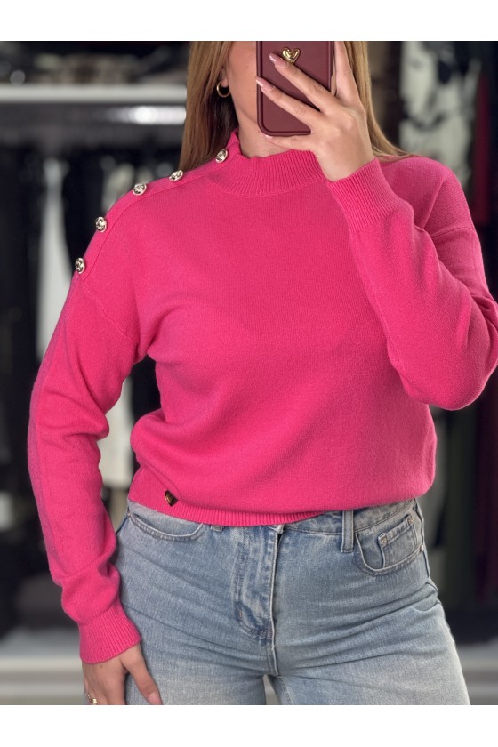 Pull Mezzo Bottoni Fucsia