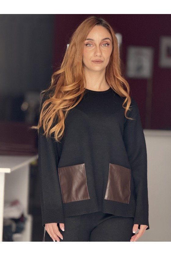 Coordinato Maglia Ecopelle Nero