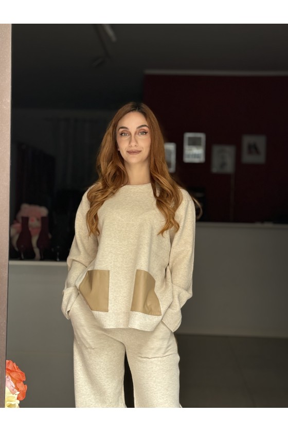 Coordinato Maglina Ecopelle Beige
