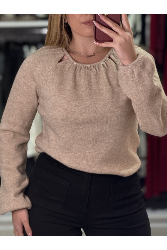 Pull Collo Aperture Perline