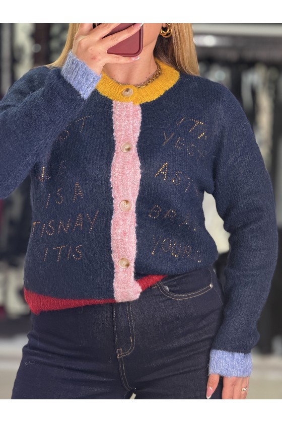 Cardigan Multicolor Fondo Blu