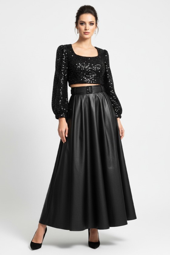 Gonna Effetto Pelle Nera