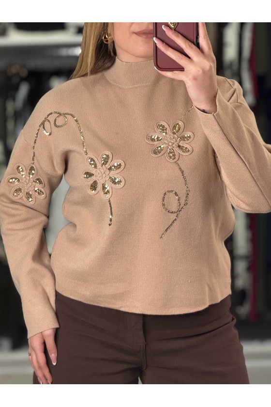 Pull Fiori Paillettes