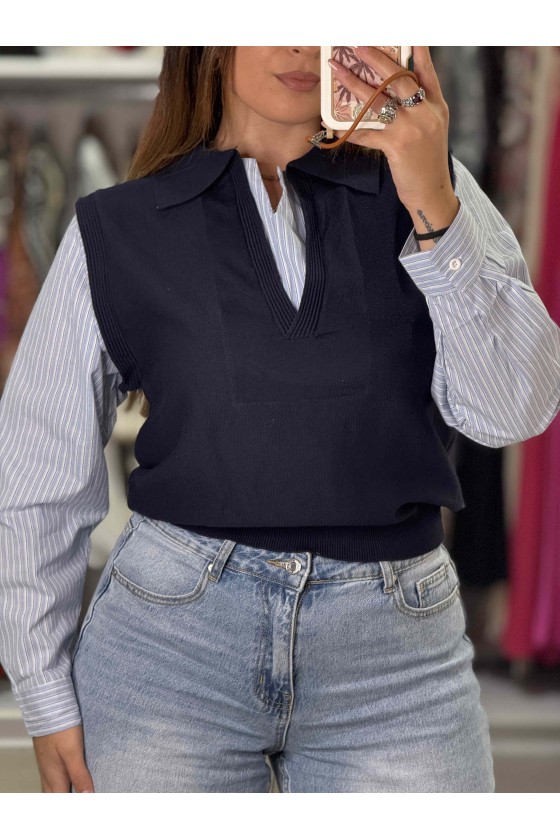 Camicia Gilet  Blu