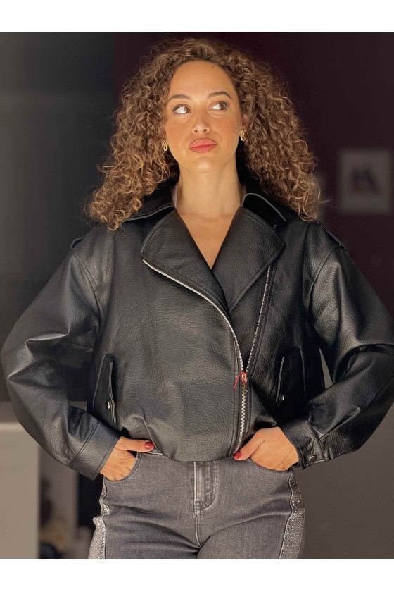 Bomber Ecopelle Nero