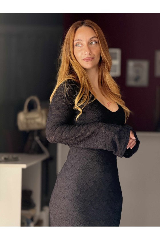 Abito Long. Pizzo Nero