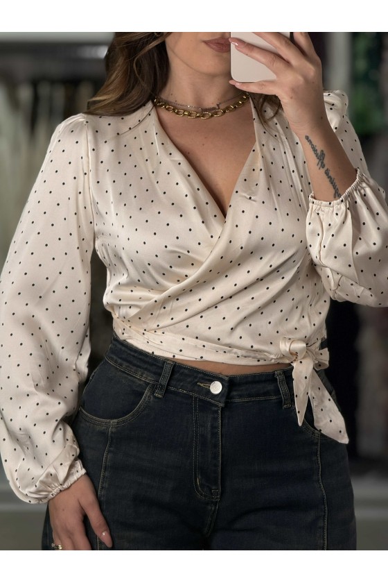 Blusa Pois Portafoglio Panna